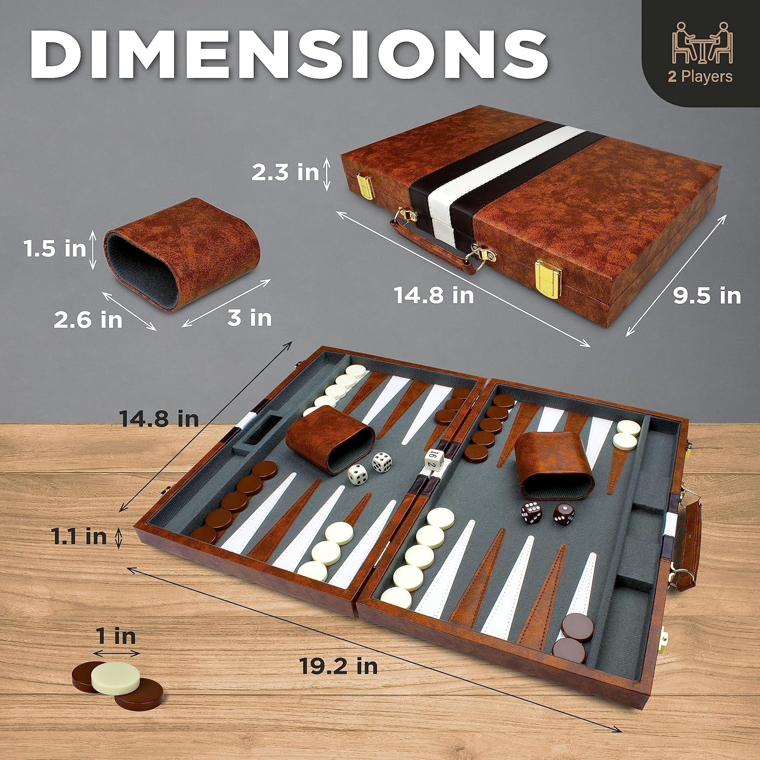 Backgammon Sets for Adults - Backgammon Board Games for Adults and Kids - Travel Backgammon Set - Backgammon 15 Inch Board and 32 Backgammon Pieces in One Quality Backgammon Set