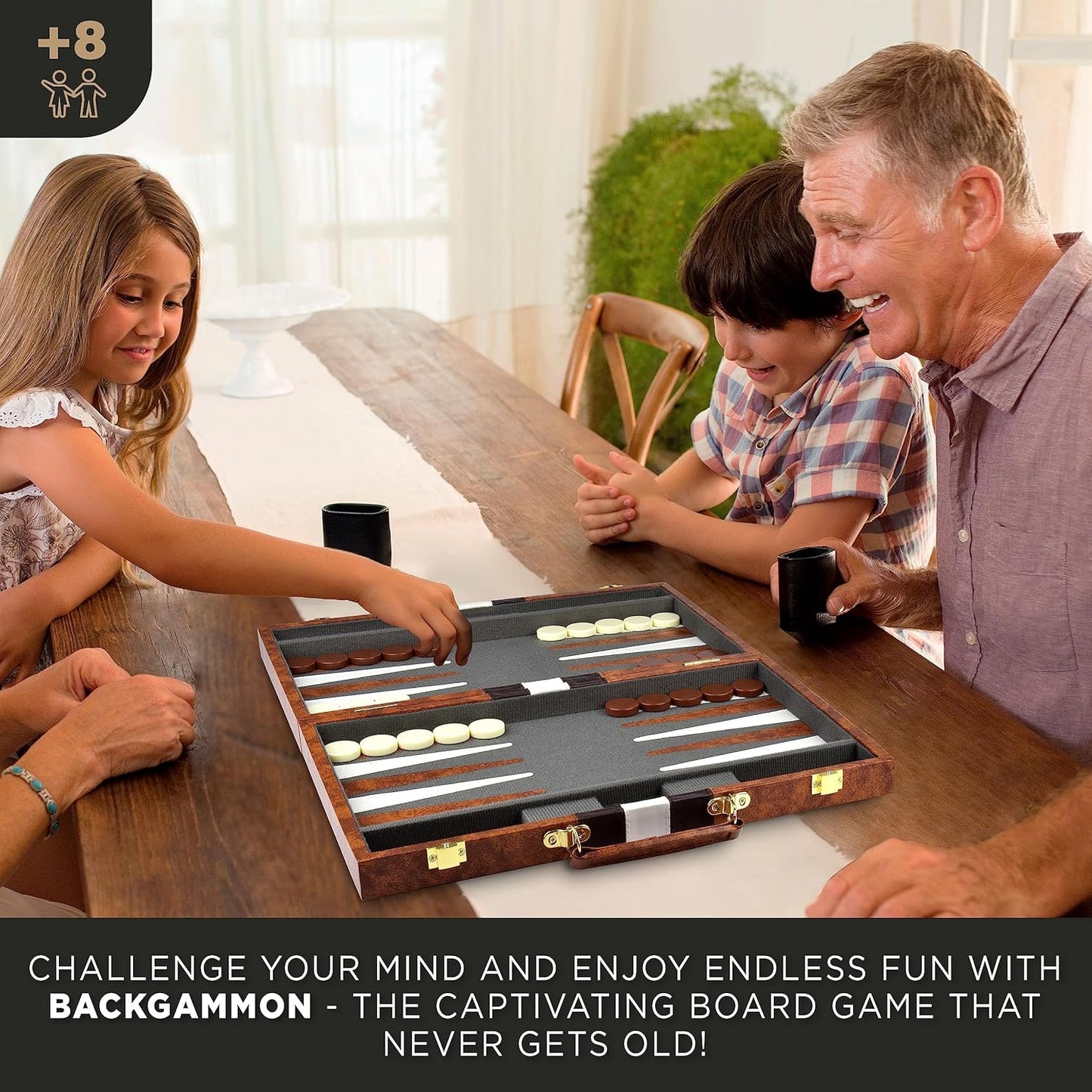 Backgammon Sets for Adults - Backgammon Board Games for Adults and Kids - Travel Backgammon Set - Backgammon 15 Inch Board and 32 Backgammon Pieces in One Quality Backgammon Set