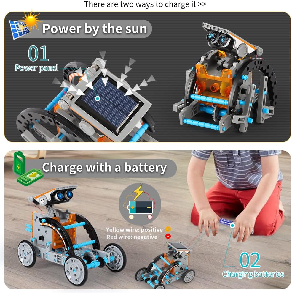 Toys for Ages 8-13, 12-In-1 STEM Solar Robot Kit Toys Gifts for Kids 8 9 10 11 12 13 Years Old, Educational Building Science Experiment Set Birthday for Kids Boys Girls