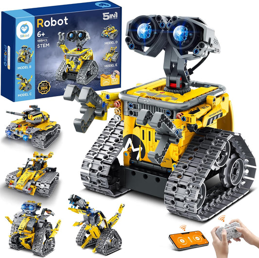 STEM Building Toys for Ages 8-13, Remote & App Controlled Creator 5In1 Robot/Explorer Robot/Mech Dinosaur Toys Coding Set, Creative Gifts for Boys Girls Kids Aged 6 7 8-13 (488 Pieces)