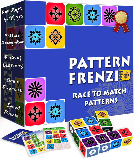 Pattern Matching Board Game for Children & Adults, Family Party Board Games, Block Puzzle Games for Kids Ages 3+, Play Solo or Multiple Players, Pattern Recognition, Perfect Christmas & Birthday Gift