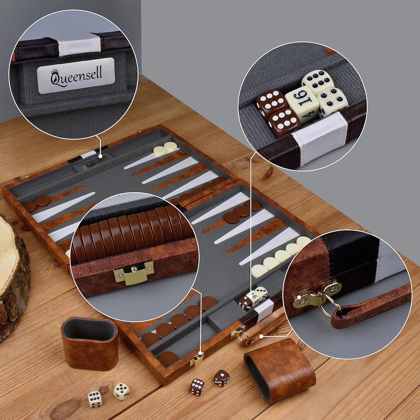 Backgammon Sets for Adults - Backgammon Board Games for Adults and Kids - Travel Backgammon Set - Backgammon 15 Inch Board and 32 Backgammon Pieces in One Quality Backgammon Set