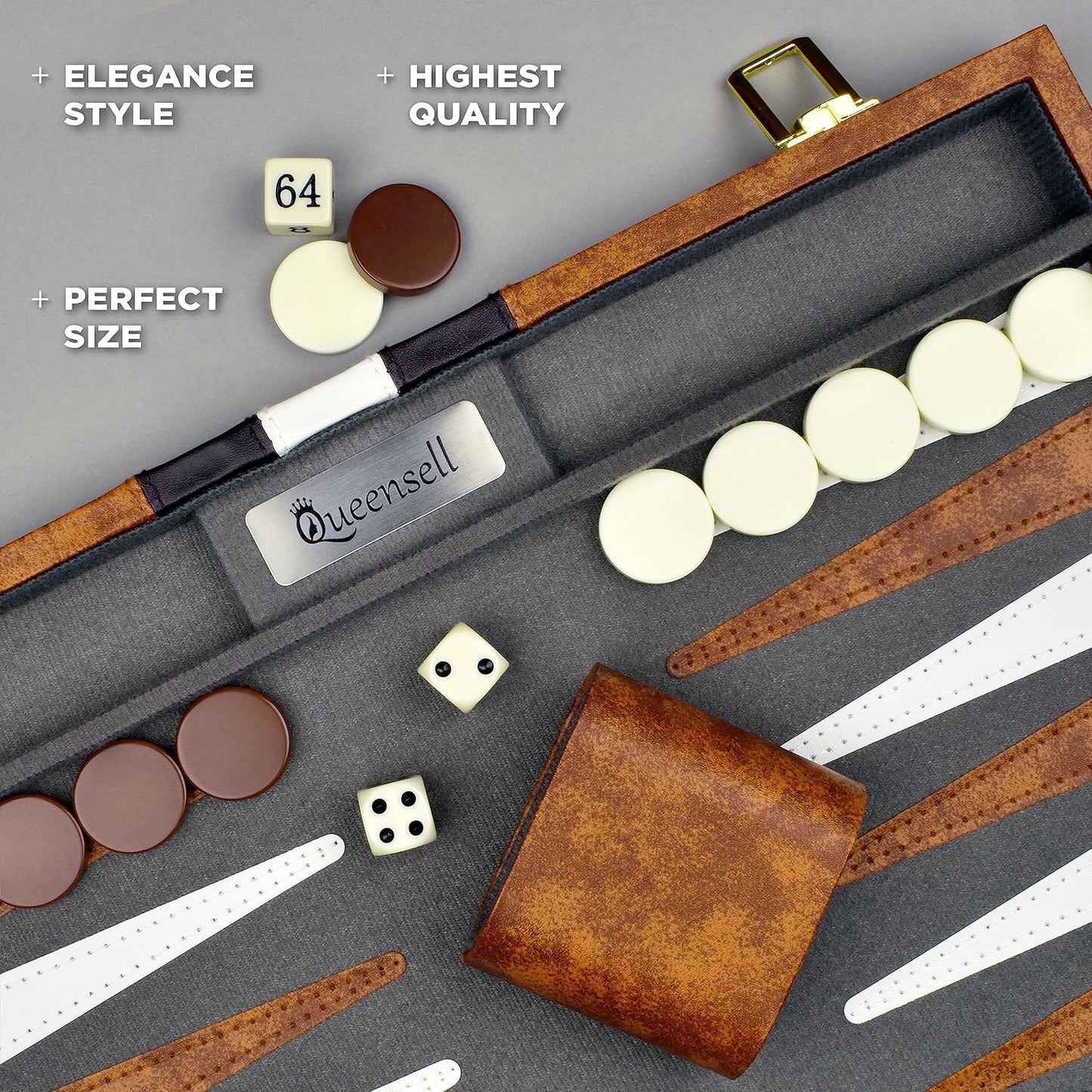 Backgammon Sets for Adults - Backgammon Board Games for Adults and Kids - Travel Backgammon Set - Backgammon 15 Inch Board and 32 Backgammon Pieces in One Quality Backgammon Set