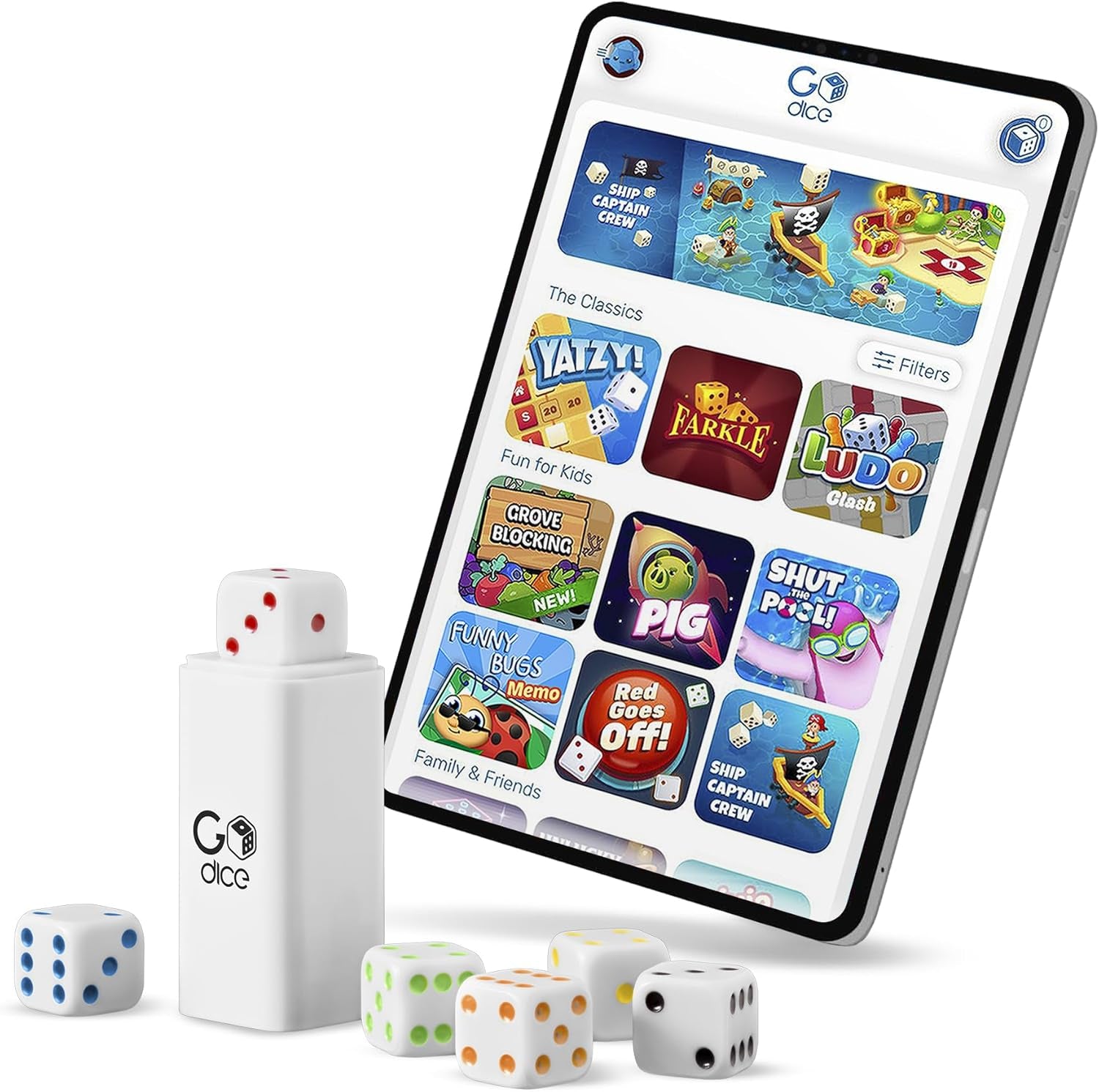 Godice Full Pack - 6 Smart Connected Dice. Brings the Best Dice Games of All Time to the 21St Century. Educational, Fun, and Innovative Games for Family, Friends, Game Nights. Free App. Cool Tech Gift