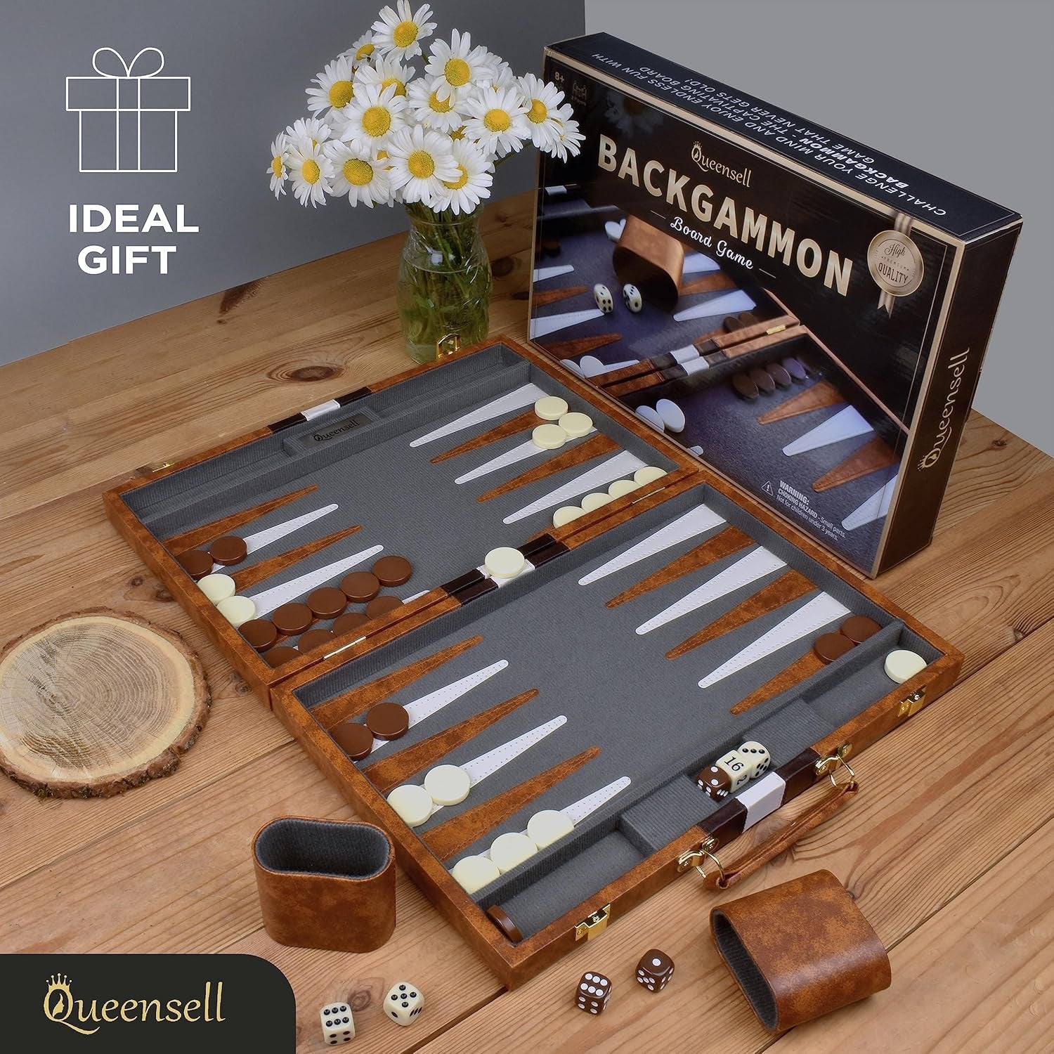 Backgammon Sets for Adults - Backgammon Board Games for Adults and Kids - Travel Backgammon Set - Backgammon 15 Inch Board and 32 Backgammon Pieces in One Quality Backgammon Set