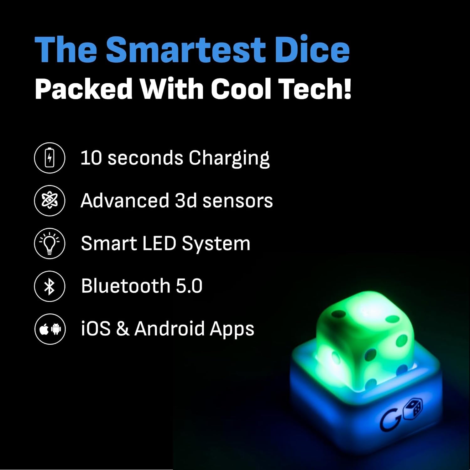 Godice Full Pack - 6 Smart Connected Dice. Brings the Best Dice Games of All Time to the 21St Century. Educational, Fun, and Innovative Games for Family, Friends, Game Nights. Free App. Cool Tech Gift