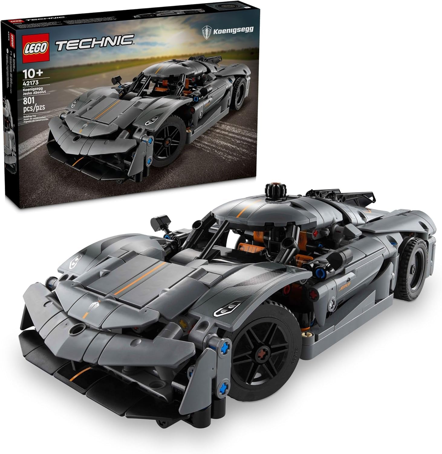 Technic Koenigsegg Jesko Absolut Grey Hypercar, Sports Car Building Toy Set for Boys and Girls, Vehicle Racing Car for Kids, Buildable Model Kit, Sports Car Toy, Motor Enthusiasts’ Gift, 42173